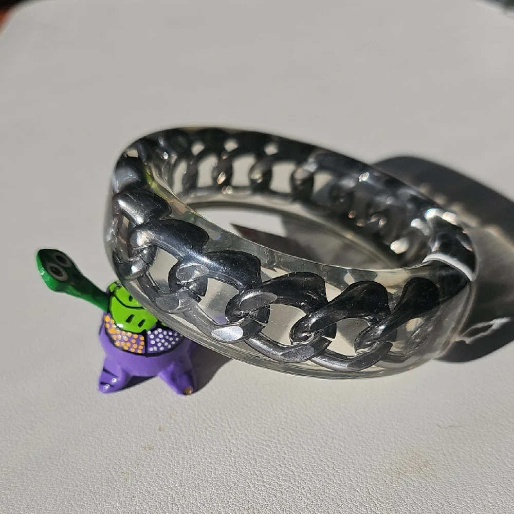 Chunky Silver Chain Link Bangle Bracelet